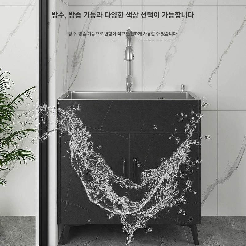 미니 싱크대 간이 탕비실 싱크볼 씽크대 사무실 보조 스테인리스 야외 풀세트 도어 - 상세 이미지 2