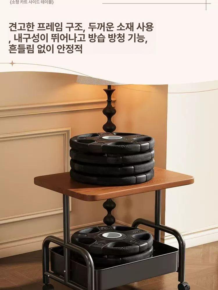 티 트롤리 이동식 가정용 웨건 소파 랙 커피 바퀴 북유럽 침실 보관함 레스토랑 고급 - 상세 이미지 3