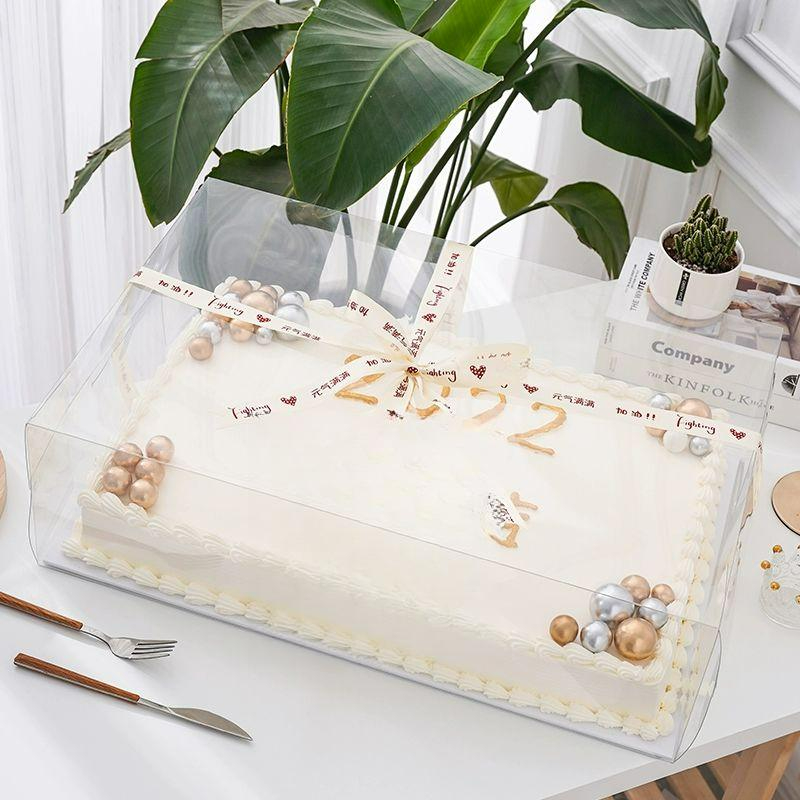 기념일 투명케이크상자 용기 디저트 케익 투명박스 특대형 떡 직사각형 생일 - 상품 이미지