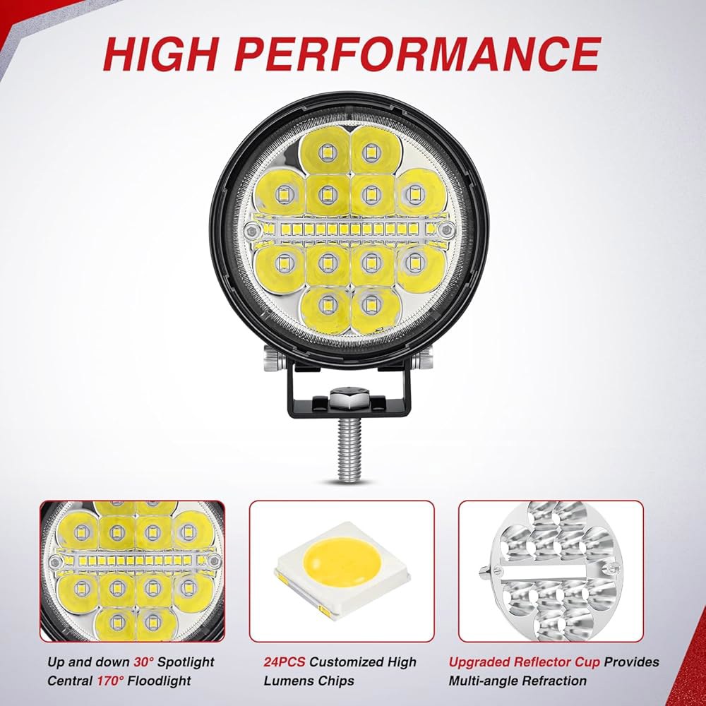 Nilight LED 라이트 포드 2PCS 3인치 36W 원형 업그레이드 스팟 플러드 콤보 빔 드라이빙 포그 워크 백업 범퍼 루프 조명, 오프로드 픽업 트럭 ATV UTV SUV - 상세 이미지 3