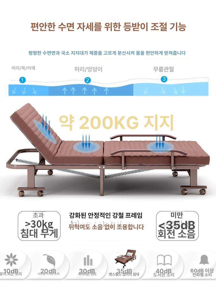 접이식침대 싱글사이즈 고시원 자취방 원룸용 공간절약 휴대용 간이침대 이동식 - 상세 이미지 3
