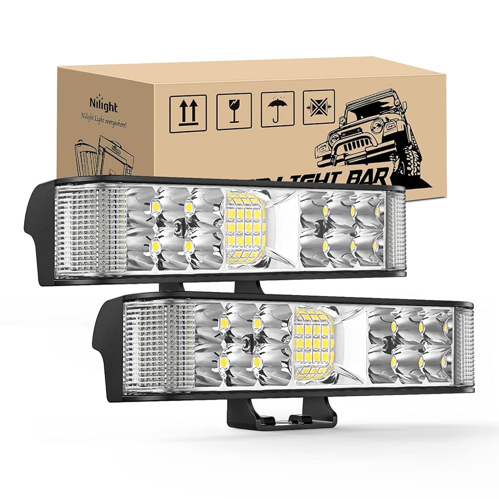 Nilight 사이드 슈터 LED 라이트 바 / 포드 2PCS 6.5인치 60W 홍수 스팟 빔 콤보 포그 트럭 ATV UTV 보트용 드라이빙 워크 라이트, 2년 보증 - 상품 이미지