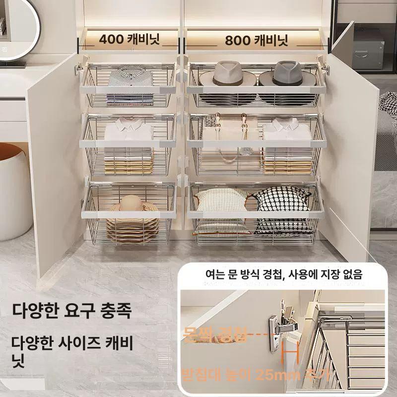 장롱 옷장 화이트 핸드리스 푸쉬도어 미닫이도어 붙박이장 드레스룸수납장 튼튼한 - 상세 이미지 4