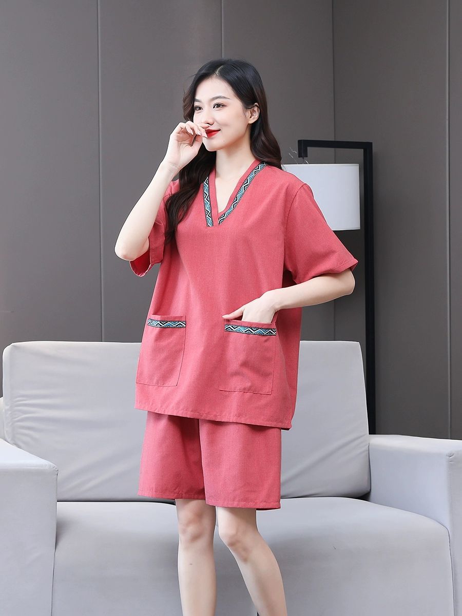 찜질방복 여성 황토찜질복 한의원 마사지복 숯가마 목욕탕옷 상하의세트 - 상세 이미지 4