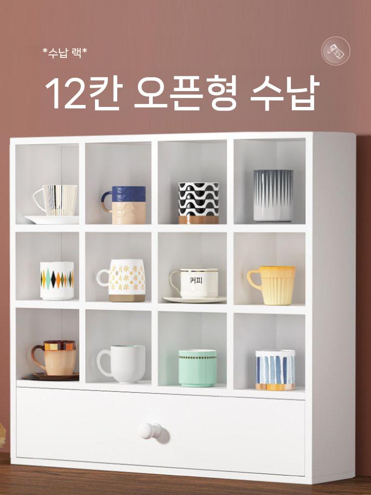 원목 컵보드 홈카페 인테리어 레트로 주방 찬장 커피장 빈티지 정리 우드 찻장 수납 컵선반 - 상세 이미지 2