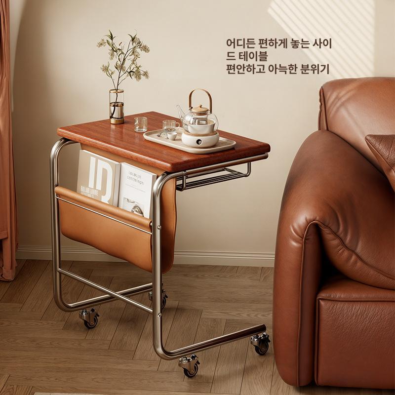 이동식 독서테이블 소파앞 바퀴달린 협탁 사이드 독서책상 보조테이블 각도 좌식 탁자 - 상세 이미지 2