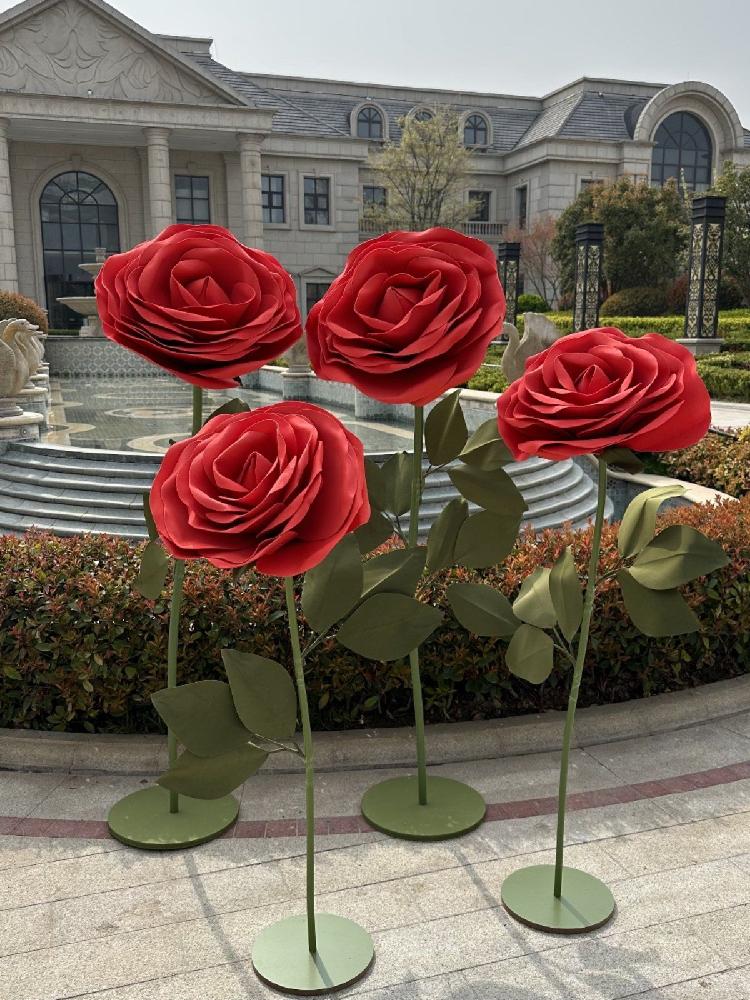 장미꽃 조형물 인조 웨딩 꽃 배경 인조꽃 카페 대형꽃 꽃다발 대형 부케 조화 웨딩홀 공원 - 상세 이미지 2