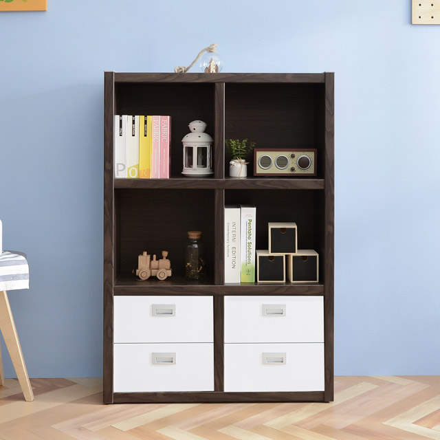가구의서 G3 하단 서랍 책장 811x280x1200mm, 3단, 월넛