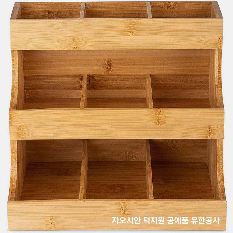 우드 티백정리함 원목색 탕비실정리함 티백수납 보관함 수납박스 커피박스 커피정리함 - 상세 이미지 3