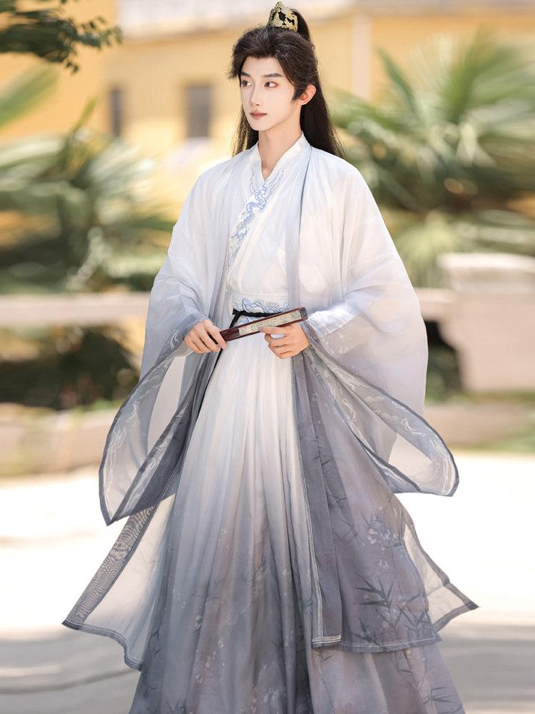 남자 사극의상 중국 스타일 협객 연출 학자 공연 무협 한푸 연극 한복 무사복 - 상품 이미지