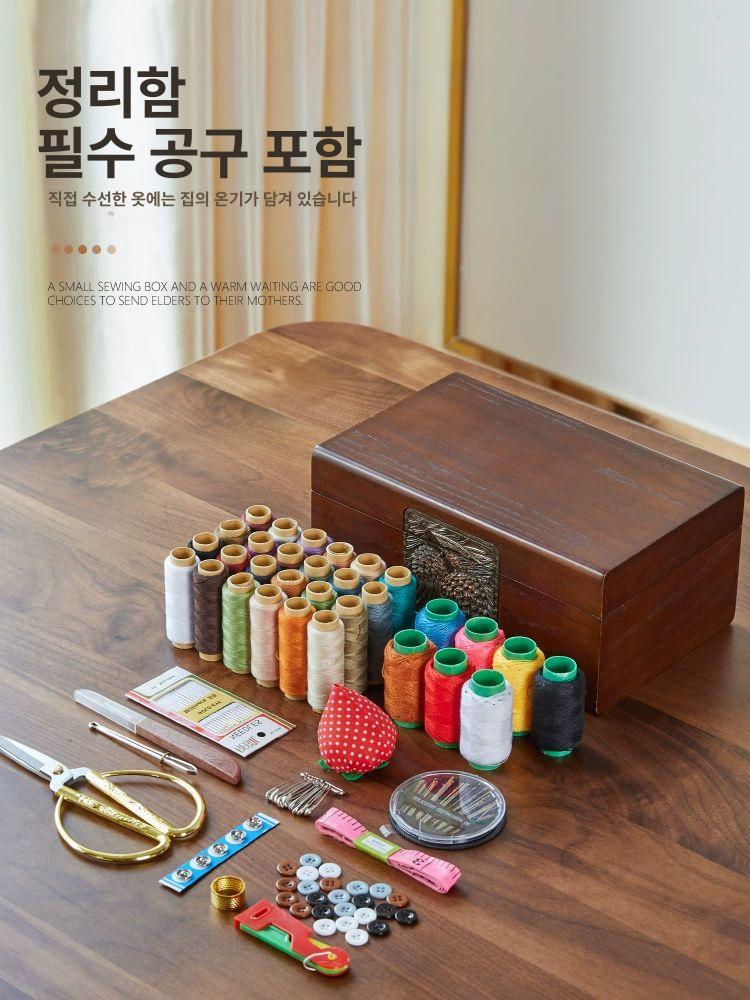 원목 바느질 반짇고리함 세트 실 바늘 수예용품 수납함 엔틱 느낌 손수예 - 상세 이미지 3
