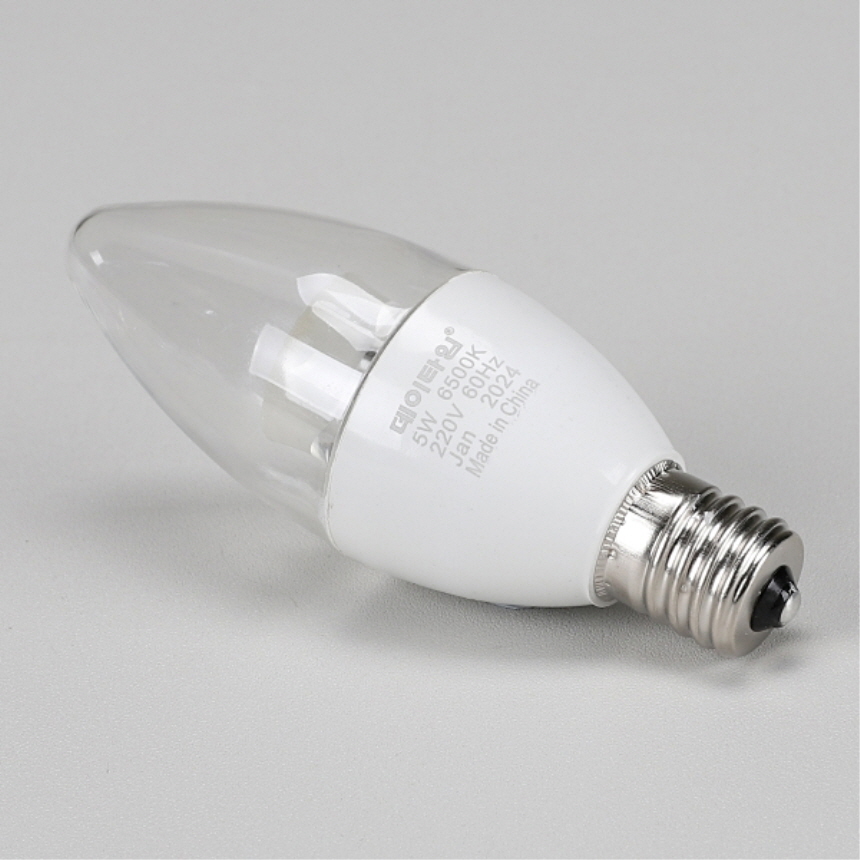 LED 촛대구 투명 5W E17 주광색 6500K 촛불 꼬마 전구 램프 데이타임 - 상세 이미지 4