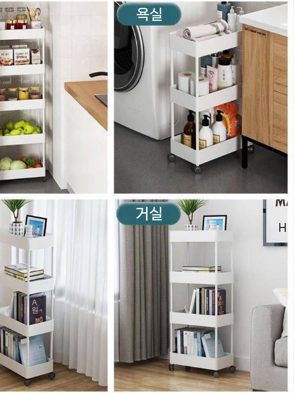 틈새 수납장 이동식수납 바퀴 틈새수납장 좁은공간 세탁실수납장 수납 트레이 이동 - 상세 이미지 4