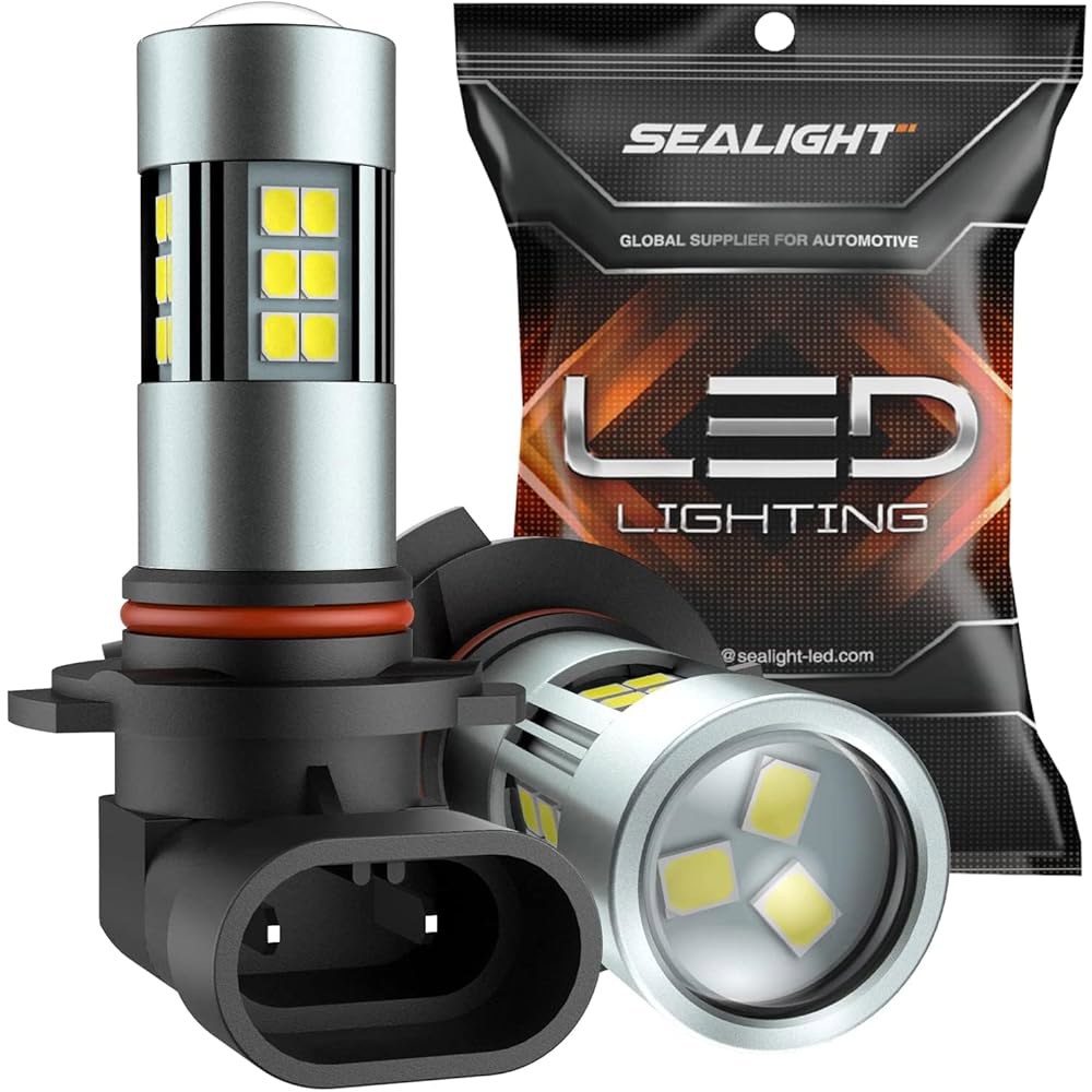 SEALIGHT H10 / 9145 9140 LED 안개 전구, 6000K 제논 화이트, SMD 칩 27개, 360도 조명, 비극성, 2팩 H11 - 상품 이미지
