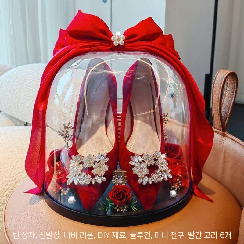 웨딩 보관함 투명 선물 우드 미니 반지케이스 쥬얼리 투명창 반지 보관 귀걸이 아크릴 - 상세 이미지 5