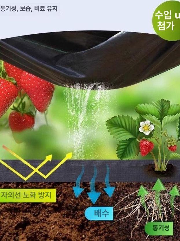 제초매트 잡초억제 부직포 방초막 농업용 차단재 온실용 방제 농자재 까만색 - 상세 이미지 2