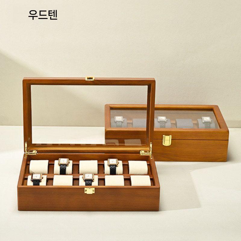 럭셔리 원목시계보관함 손목시계 악세서리 시계보관함 보석 수납 보석함 가죽 디스플레이 - 상세 이미지 2