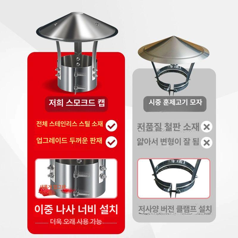 연통갓 덕트 스테인레스 연기파이프 캡 상단 식당 파이프용 배관용 업소용 구경 - 상세 이미지 5