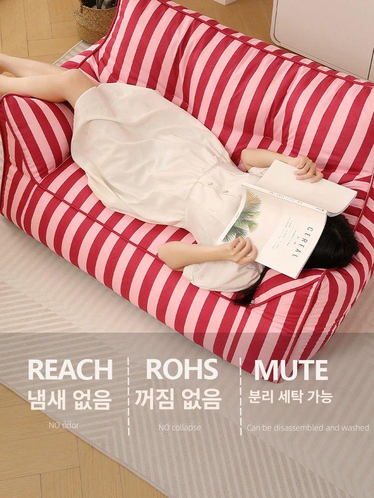 편안한 원룸 소파 줄무늬 패브릭 1인용 안락의자 거실용 쿠션감 - 상세 이미지 4