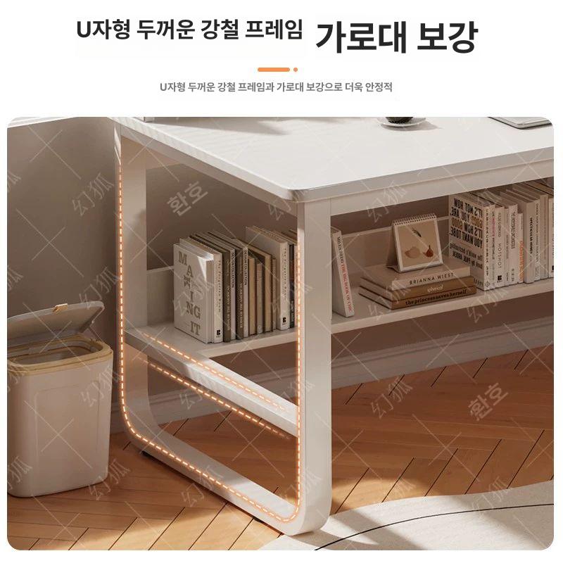 컴퓨터 넓은책상 수납 테이블 게이밍책상 일자형 서랍 서재책상세트 듀얼모니터 - 상세 이미지 4