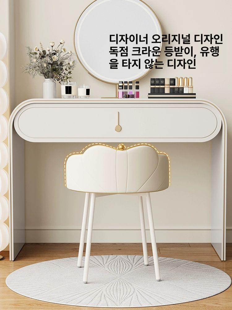 인테리어 화장대의자 화이트 양털 등받이 메이크업 체어 파우더룸 엔틱 유럽풍 - 상세 이미지 4