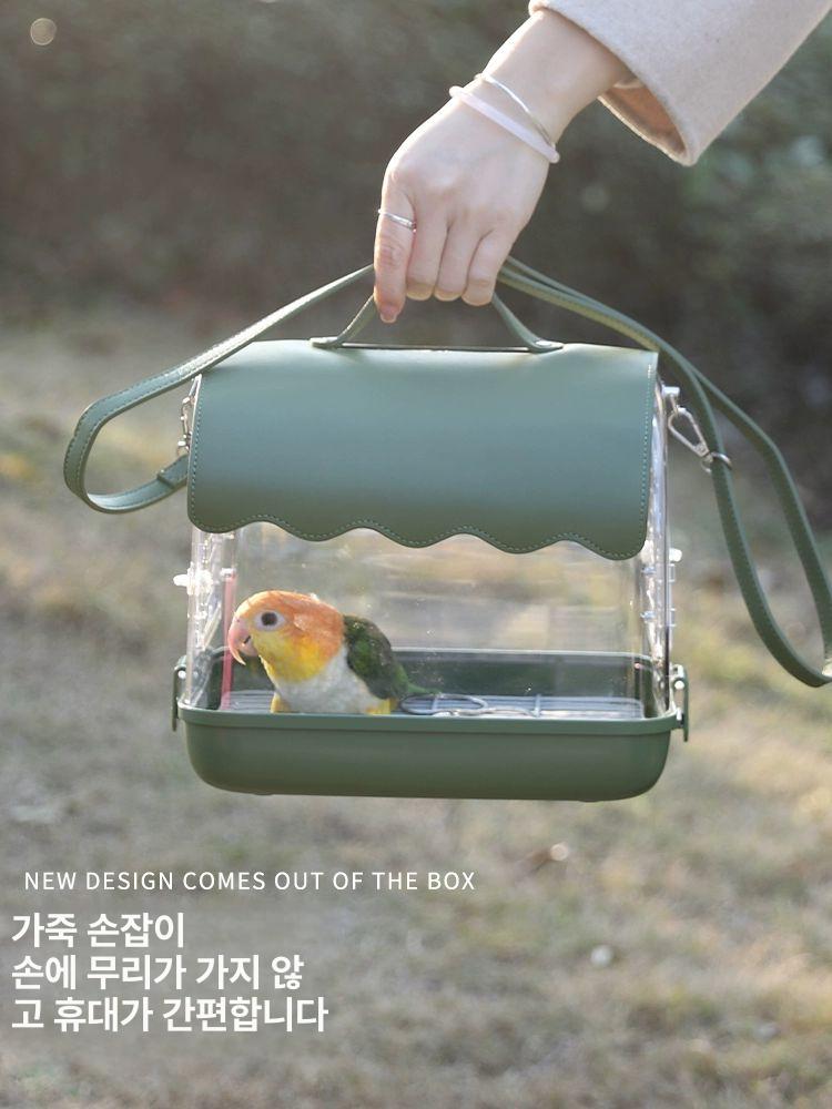 케이지 앵무새이동장 휴대용 반려조류 이동가방 새장 산책 파우치 커버 외출용 보온 - 상세 이미지 5