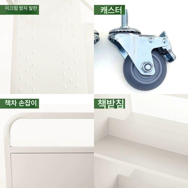 이동식 북트롤리 독서실 책꽂이 서가 북트레이 브레이크 책선반 도서관북카트 책꽃이 - 상세 이미지 2