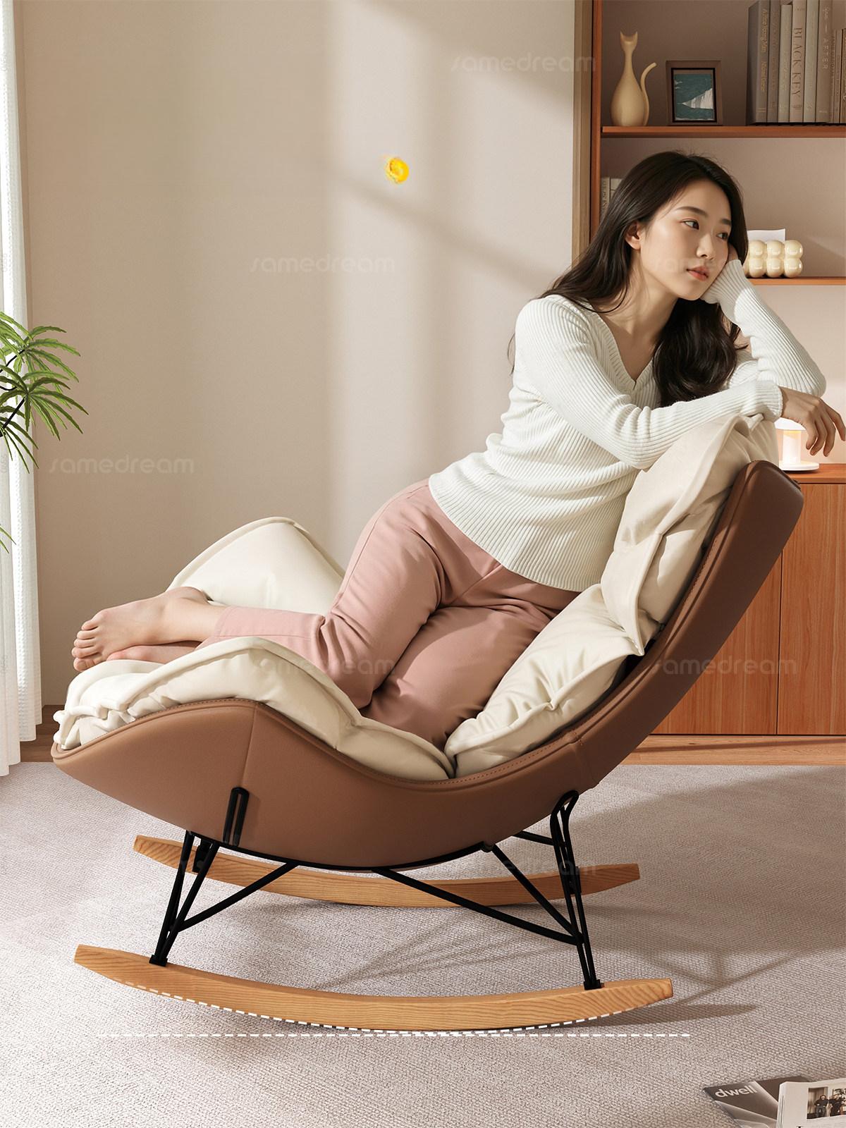 리클라이너 흔들의자 베란다 스윙의자 거실 체어 무중력 편한 소파 독서용 라운지 - 상세 이미지 4
