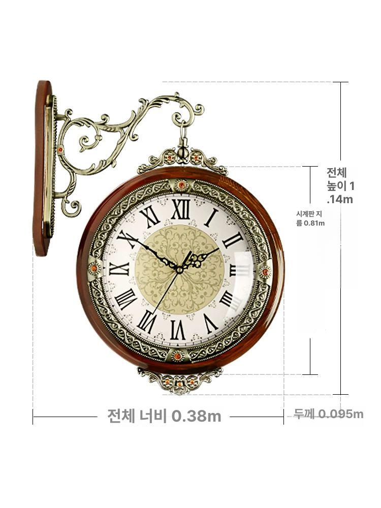 양면벽시계 앤틱벽시계 엔틱양면시계 벽걸이양면시계 엔틱벽시계 고급형 레트로 원형 - 상세 이미지 4
