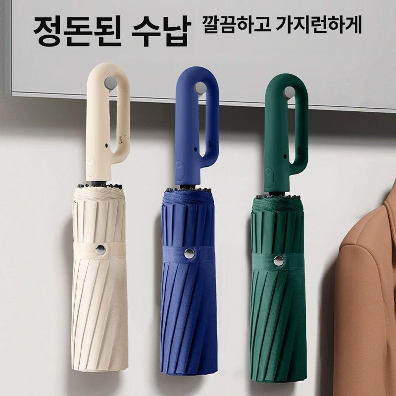 골프 3단 대형 튼튼한 우산 초 자동 고급 양 산 큰 암막 카라비너 특대형 접이식 차량용 우 - 상세 이미지 5