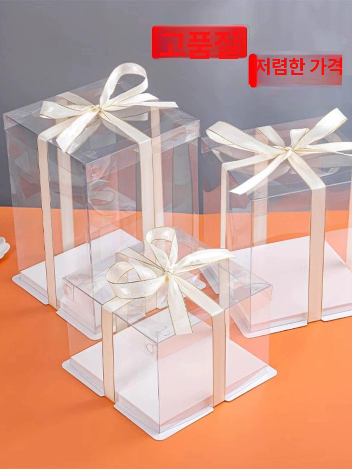 디저트 원형 케이크상자 손잡이 크라프트 투명창 쿠키 컵케익 케이크박스 포장용 - 상세 이미지 4