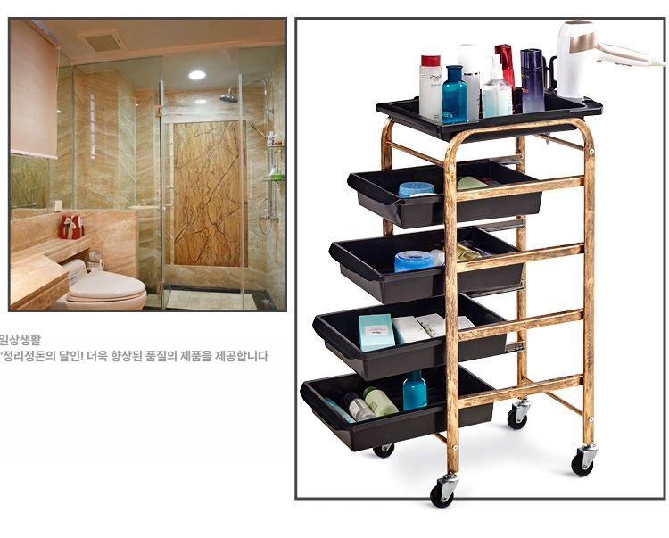 롯드츄레이 롯드트레이 카트 수납 이발소 웨건 트롤리 꽂이 가위정리함 미용실트레이 - 상세 이미지 3