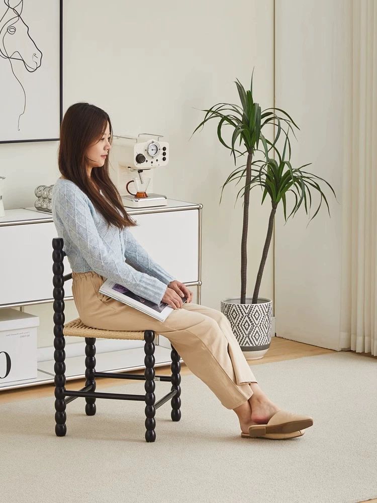 북유럽 라탄식탁의자 클래식 원목체어 거실 나무 레스토랑 빈티지 레트로체어 - 상세 이미지 2