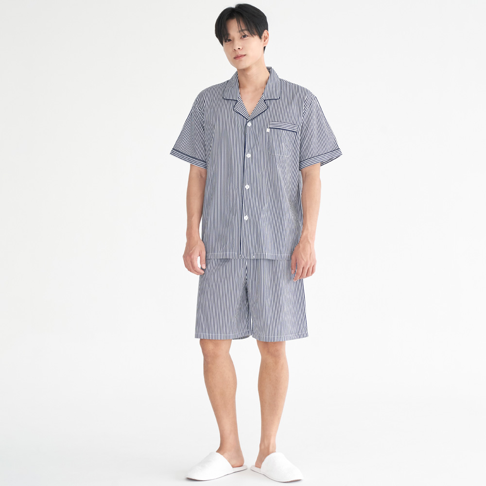 블럭ST 반팔 순면 남성 빅사이즈 잠옷 세트 - 상세 이미지 4