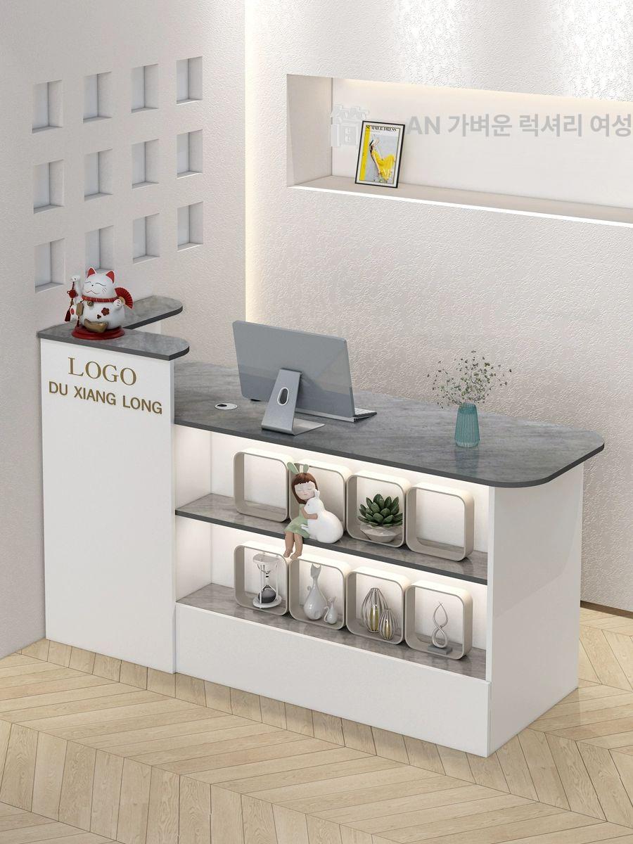 접수대 카운터 테이블 병원 미용실 회사 로비 안내데스크 계산대 좌측 인포 데스크 - 상세 이미지 4