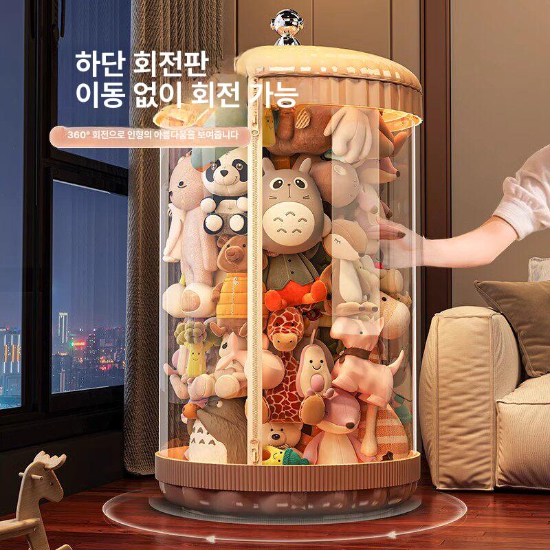수납 인형보관함 조명줄 리빙박스 바구니 장난감 보관통 의자 도어 원형통 봉제인형 - 상세 이미지 4