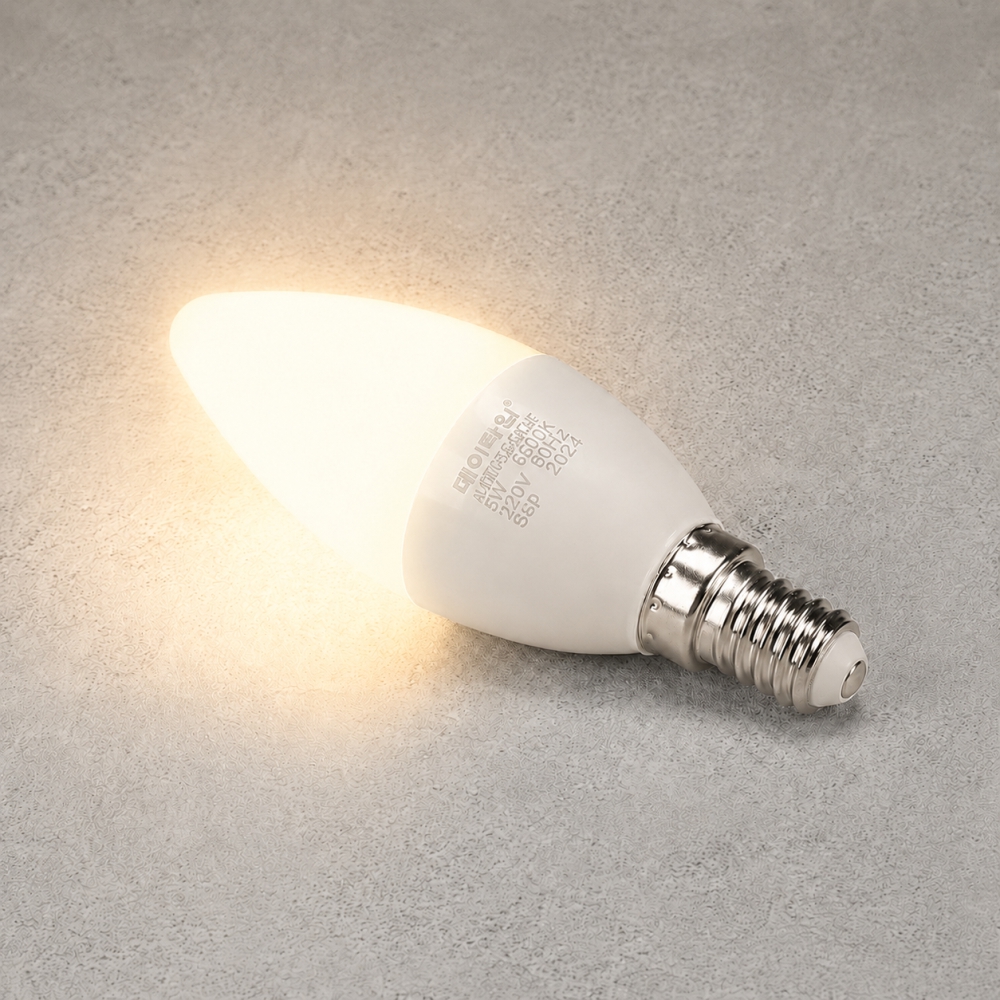 LED 촛대구 불투명 5W E14 전구색 3000K 촛불 꼬마 전구 램프 데이타임 - 상품 이미지