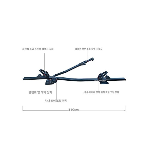 튼튼한 차량용 SUV 자전거 후미형 트렁크 카라반 고정 거치대 올드블랙 크로스바+올드블랙 미니카 드릴링 불필요 - 상세 이미지 5