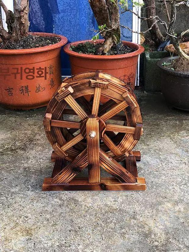 장식품 물레방아 인공폭포 원목 거실 직경 조형물 인테리어 실내분수대 미니어처 - 상세 이미지 3