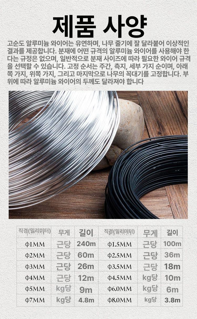 분재 철사 결속끈 식물 지지대 원예 고정끈 조경용 알루미늄 묶음 포장끈 - 상세 이미지 2