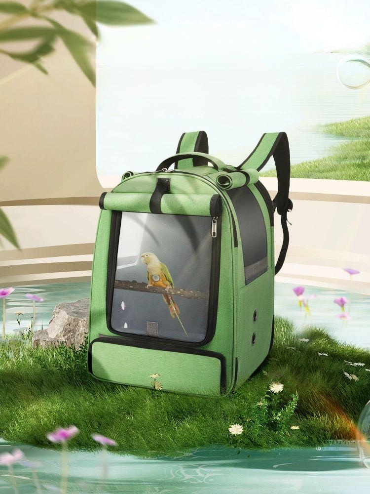 앵무새 이동가방 휴대용 투명 야외 백팩 산책 어깨끈 버드 통풍 보관 여행용 잉꼬 - 상품 이미지