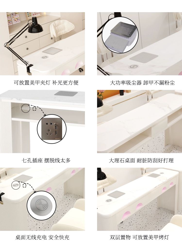 대리석 네일테이블 탁자 뷰티샵 데스크 아트 네일시술테이블 손톱관리 책상 - 상세 이미지 4