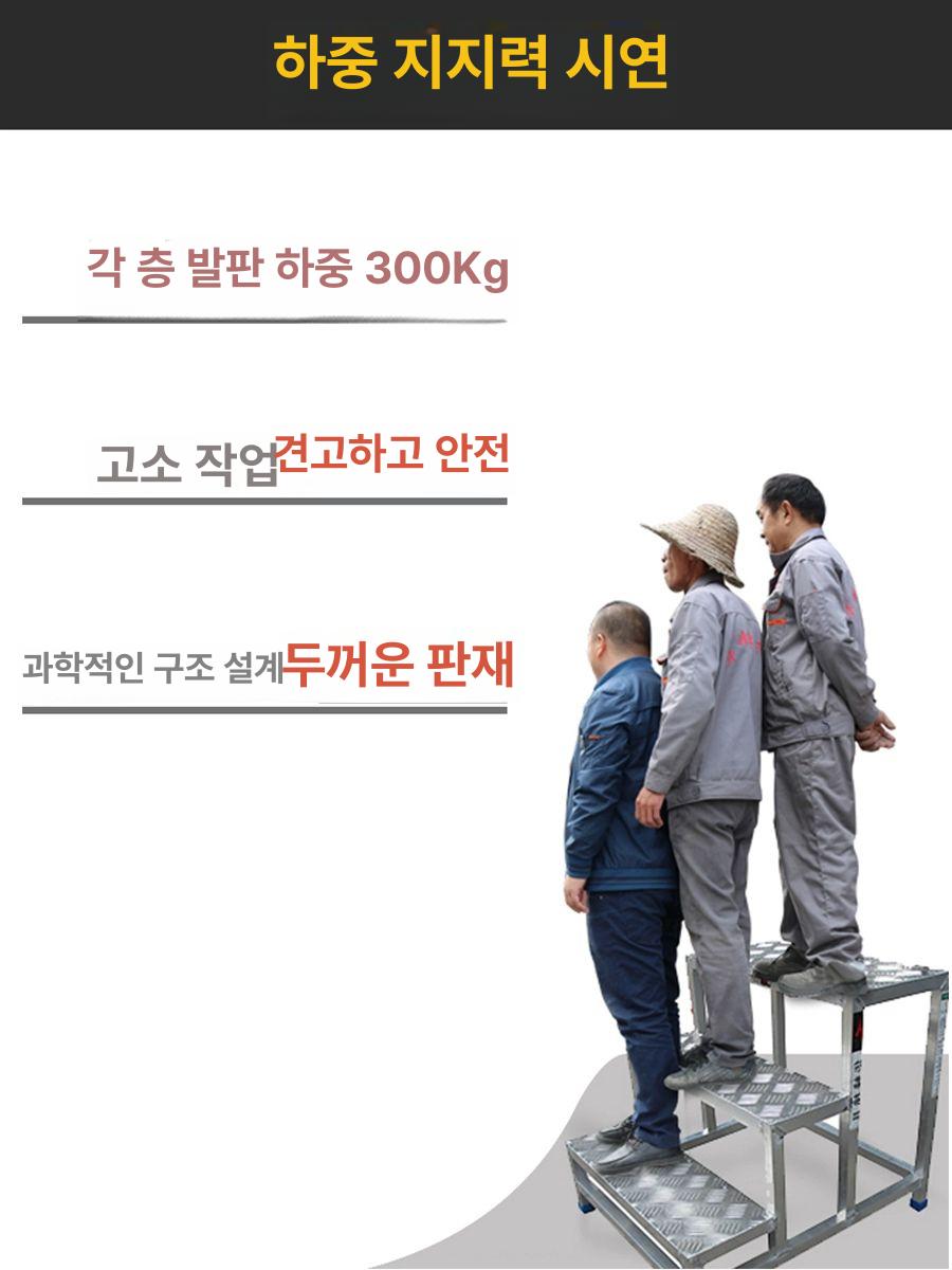 광폭 작업사다리 창고 작업용 비계 계단형 고소작업 간이 계단식 난간사다리 - 상세 이미지 2