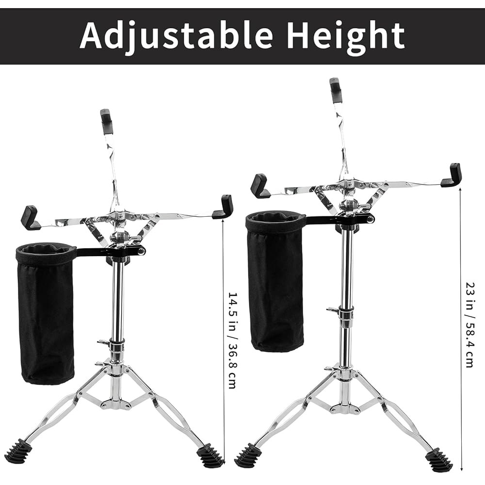 Zmpkhba Snare 드럼 스탠드, 높이 14.5인치에서 23인치로 조절 가능한 스냅 패스너와 초보자용 스틱 홀더 액세서리가 있는 연습 패드 스탠드 - 상세 이미지 3