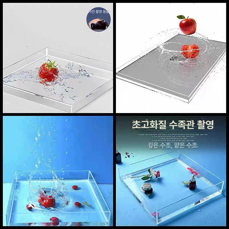 촬영용 아크릴 연출 수중 어항 투명 수조 촬영 트레이 중형 제품 낮은 소품 광고 아이스 - 상세 이미지 4