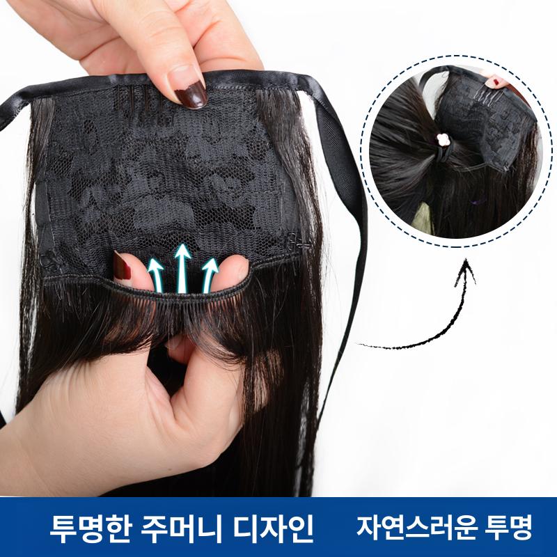 헤어피스 붙임머리 웨이브 부분 대파도 부분가발 롱 통가발 똑딱이 가발 볼륨 여성 헤어 - 상세 이미지 2