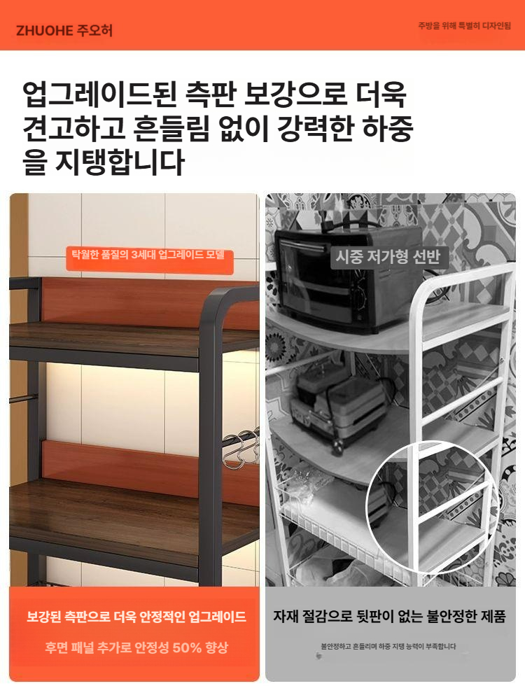 트롤리 이동식 철제 주방 수납장 틈새선반 접이식 서빙 이동식트롤리 선반 틈새 정리대 수납 - 상세 이미지 2