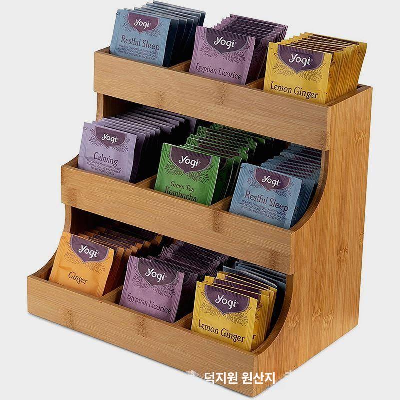 우드 티백정리함 원목색 탕비실정리함 티백수납 보관함 수납박스 커피박스 커피정리함 - 상세 이미지 2