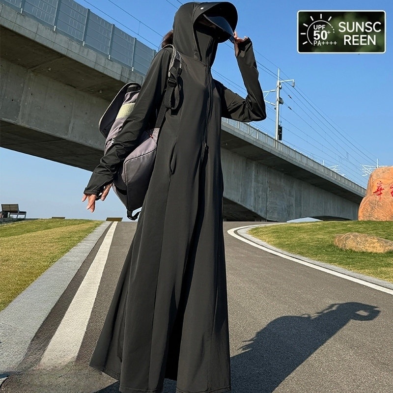 여성 롱 코트 자외선 차단 냉감 아우터 - 상세 이미지 4