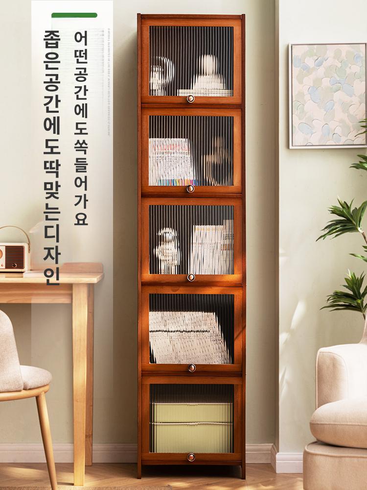 투명 도어 캐비닛 슬라이딩 캐비넷 보관함 옷장 인테리어 다용도 접이식 플랩 틈새 서랍장 - 상세 이미지 4